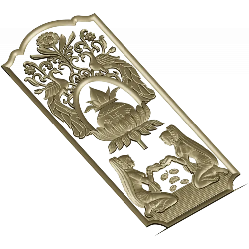 Ornamental Lotus Offering Panel - STL 3D Relief for CNC