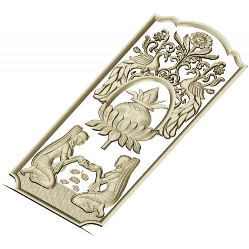 Ornamental Lotus Offering Panel - STL 3D Relief for CNC
