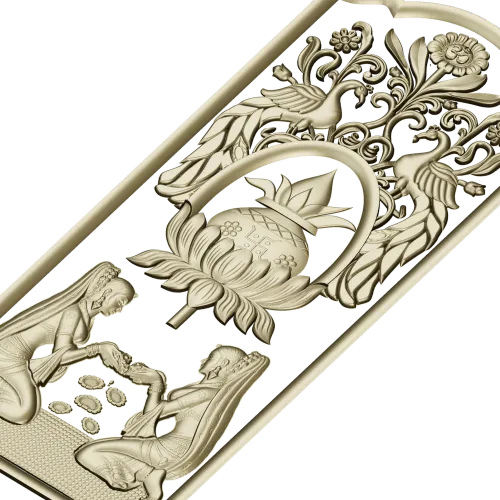 Ornamental Lotus Offering Panel - STL 3D Relief for CNC