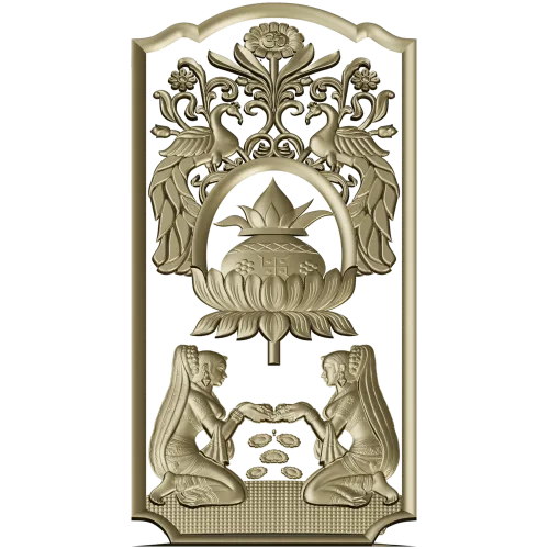 Ornamental Lotus Offering Panel - STL 3D Relief for CNC