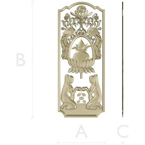 Ornamental Lotus Offering Panel - STL 3D Relief for CNC