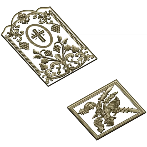 Arched Vine & Cross High-Relief STL Panel for CNC