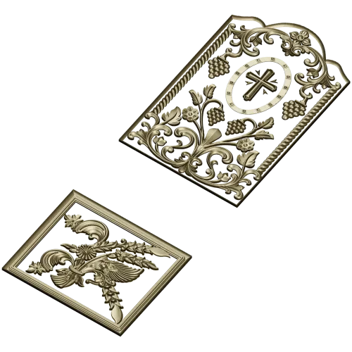 Arched Vine & Cross High-Relief STL Panel for CNC