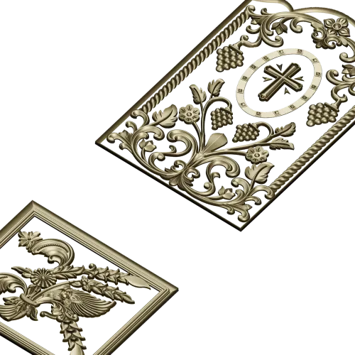 Arched Vine & Cross High-Relief STL Panel for CNC