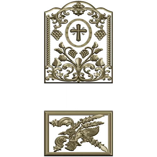 Arched Vine & Cross High-Relief STL Panel for CNC
