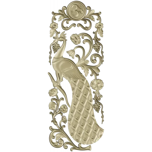 Peacock Vertical Relief STL - 3D model for CNC carving