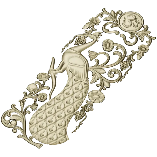 Peacock Vertical Relief STL - 3D model for CNC carving