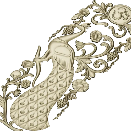 Peacock Vertical Relief STL - 3D model for CNC carving