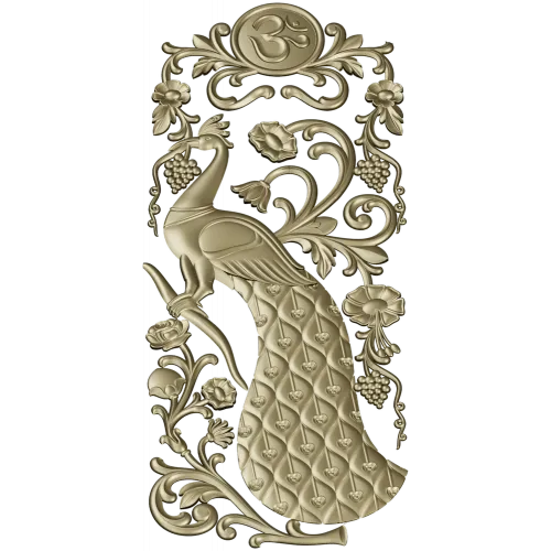 Peacock Vertical Relief STL - 3D model for CNC carving