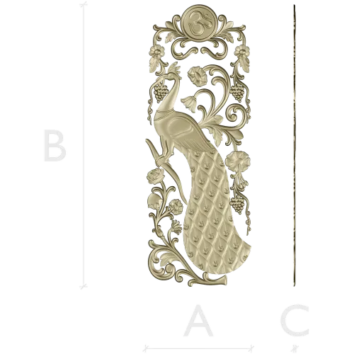 Peacock Vertical Relief STL - 3D model for CNC carving