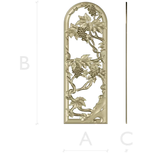 Arched Grapevine Decorative Panel - STL 3D Model for CNC