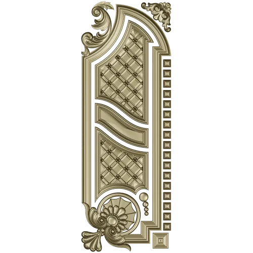 Baroque Vertical Door Applique - STL 3D Model for CNC
