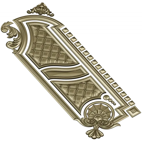 Baroque Vertical Door Applique - STL 3D Model for CNC