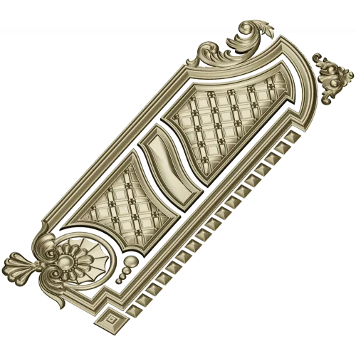 Baroque Vertical Door Applique - STL 3D Model for CNC