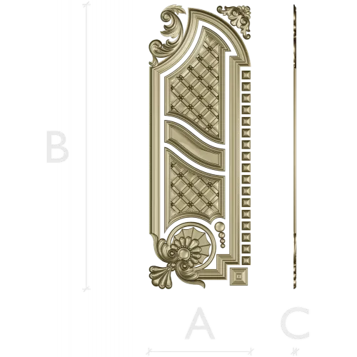 Baroque Vertical Door Applique - STL 3D Model for CNC