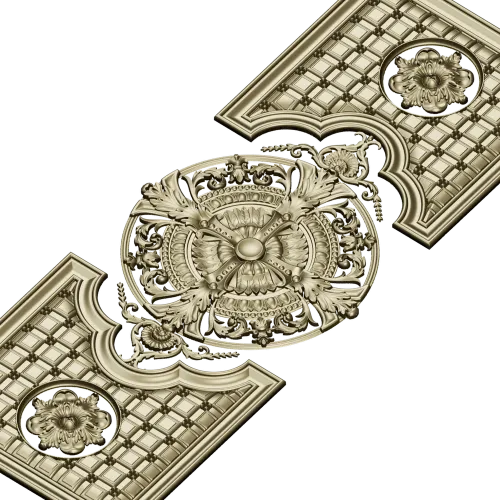 Рельефная дверная панель с центральным медальоном - 3D модель STL