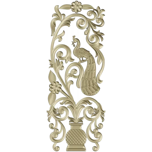 Peacock Urn Vertical Panel STL for CNC