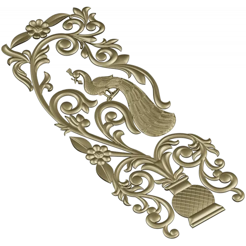 Peacock Urn Vertical Panel STL for CNC