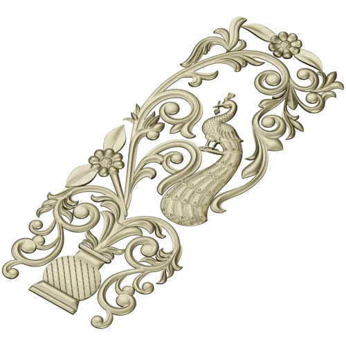 Peacock Urn Vertical Panel STL for CNC