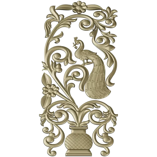 Peacock Urn Vertical Panel STL for CNC