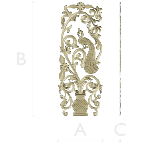 Peacock Urn Vertical Panel STL for CNC