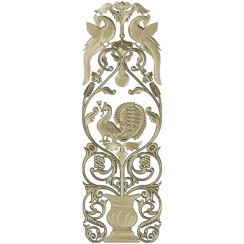 Imperial Peacock Vertical Panel - STL 3D model for CNC milling