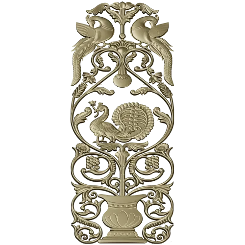 Imperial Peacock Vertical Panel - STL 3D model for CNC milling