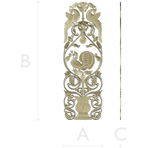 Imperial Peacock Vertical Panel - STL 3D model for CNC milling