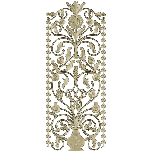 Floral Urn Door Panel - detailed STL 3D model for CNC
