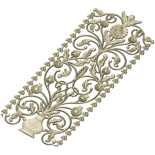 Floral Urn Door Panel - detailed STL 3D model for CNC