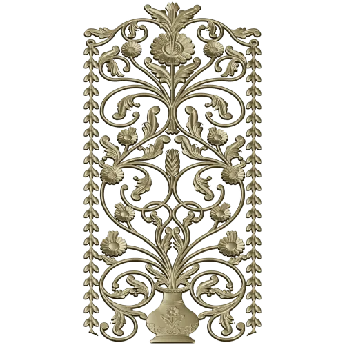 Floral Urn Door Panel - detailed STL 3D model for CNC