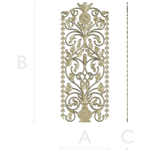 Floral Urn Door Panel - detailed STL 3D model for CNC
