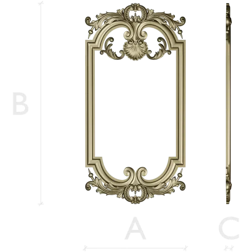 Ornate Baroque Frame 3D STL Model for CNC Milling