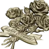 Detailed 3D STL Model of a Bouquet of Roses with "Happy Birthday" Ribbon for CNC Milling