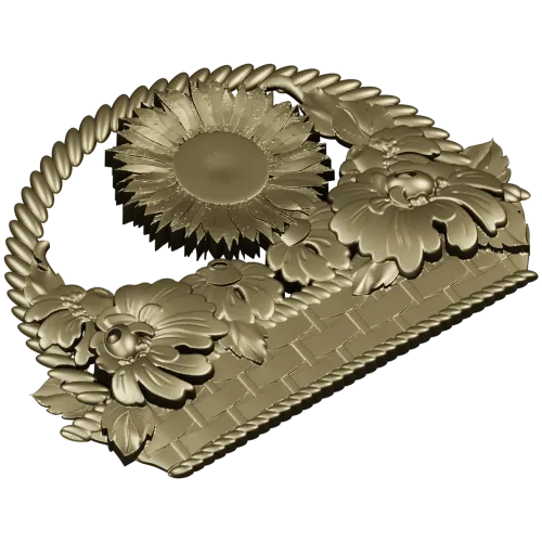 Floral Basket 3D STL Model for CNC Milling