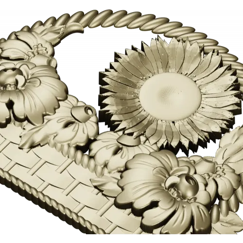 Floral Basket 3D STL Model for CNC Milling