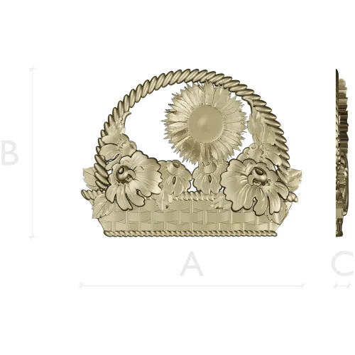 Floral Basket 3D STL Model for CNC Milling