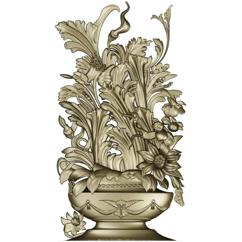Ornate Floral Vase 3D Model for CNC Milling STL