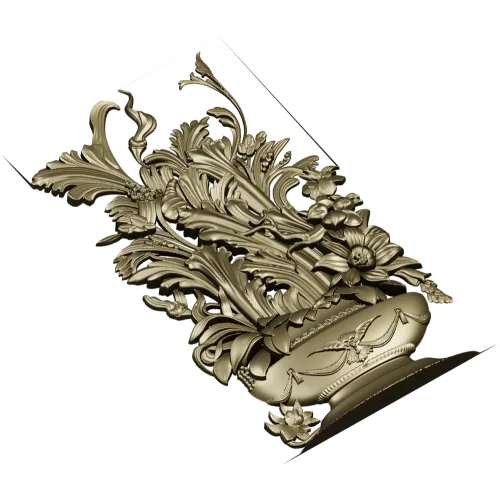 Ornate Floral Vase 3D Model for CNC Milling STL