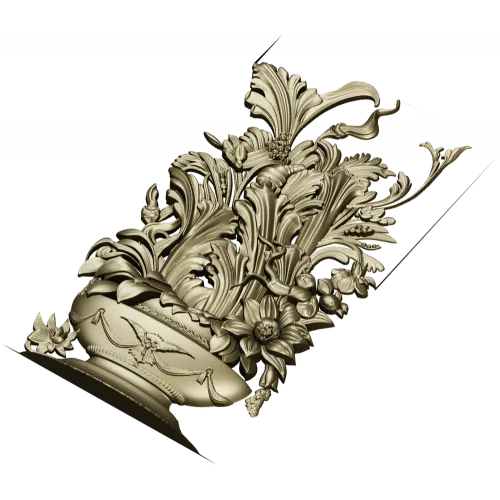 Ornate Floral Vase 3D Model for CNC Milling STL