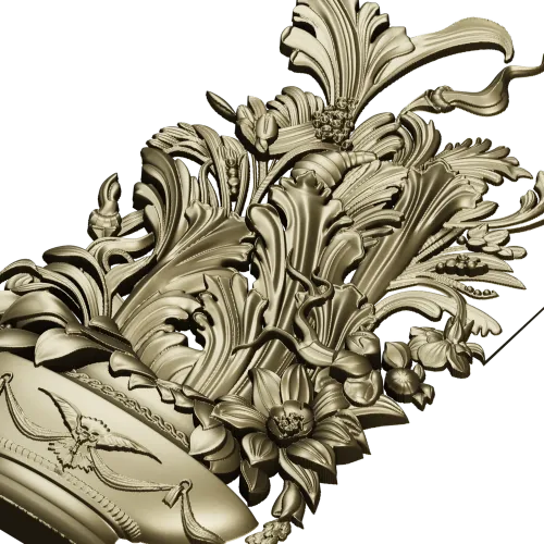 Ornate Floral Vase 3D Model for CNC Milling STL