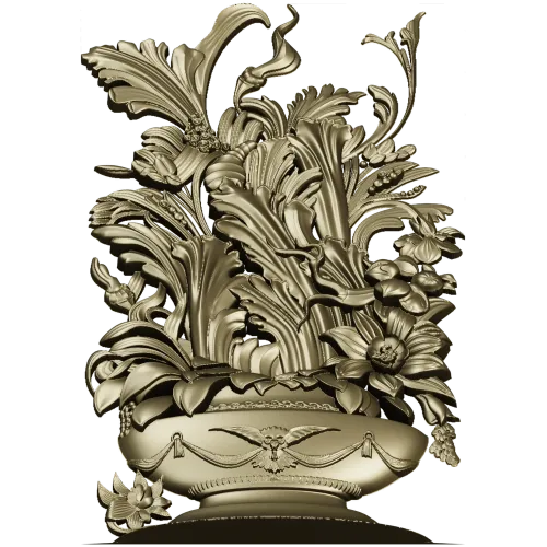 Ornate Floral Vase 3D Model for CNC Milling STL