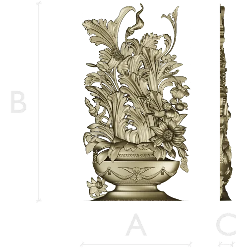 Ornate Floral Vase 3D Model for CNC Milling STL