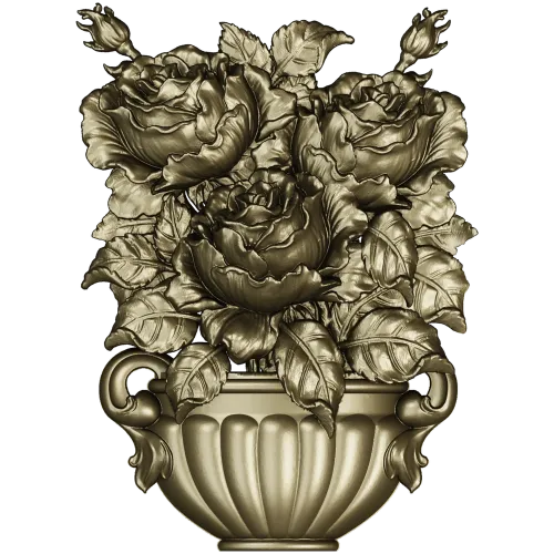 Floral Bouquet in Classic Vase 3D Model STL for CNC Milling