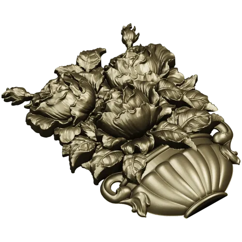 Floral Bouquet in Classic Vase 3D Model STL for CNC Milling