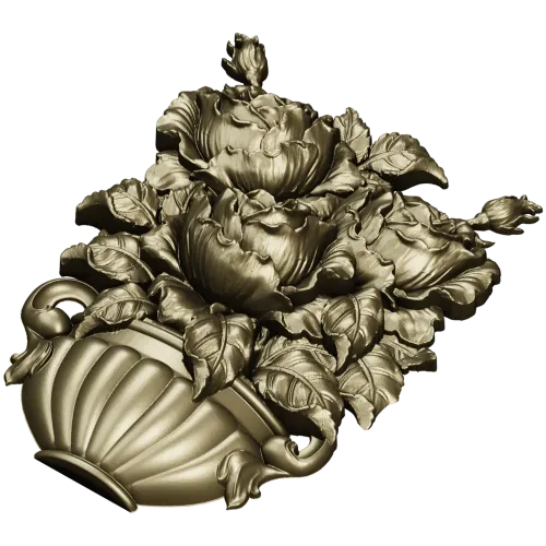 Floral Bouquet in Classic Vase 3D Model STL for CNC Milling