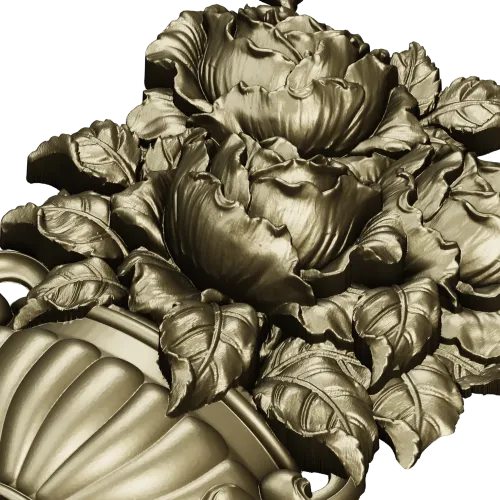 Floral Bouquet in Classic Vase 3D Model STL for CNC Milling