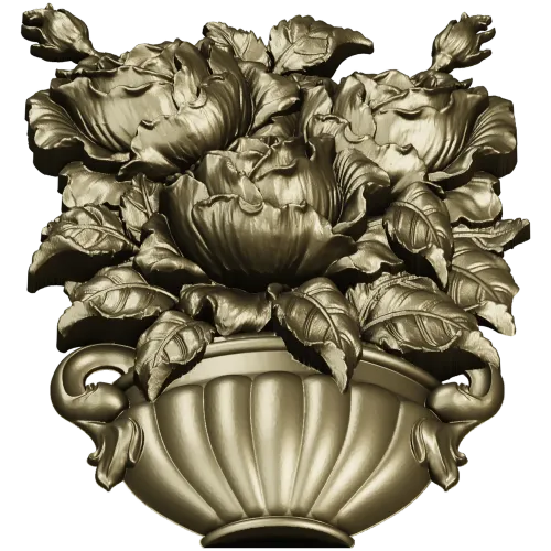 Floral Bouquet in Classic Vase 3D Model STL for CNC Milling