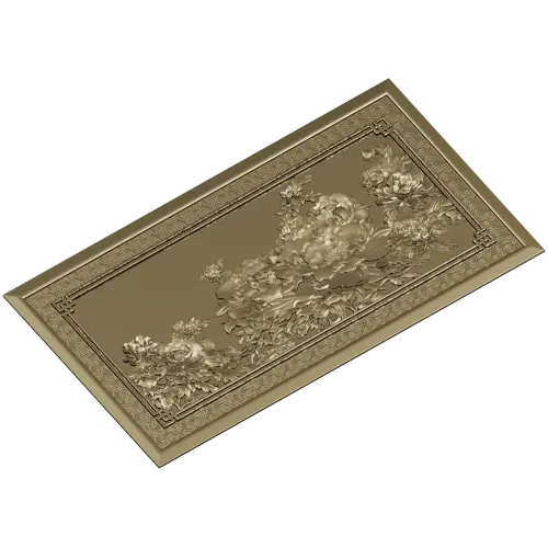 Флористическая панель .stl - 3D модель для ЧПУ с рельефом пионов