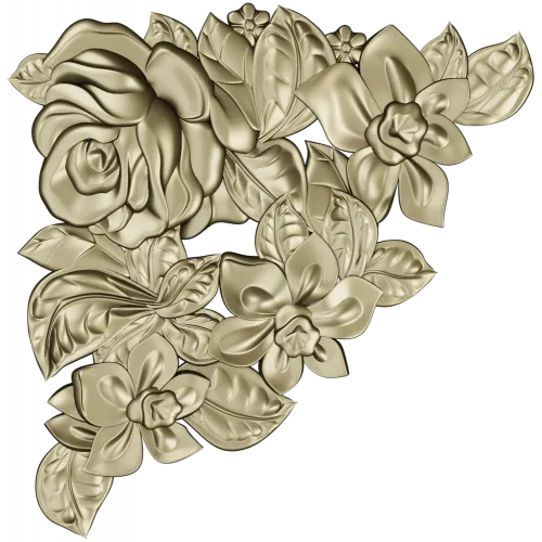 Floral Embrace - Detailed Corner Floral STL Model for CNC